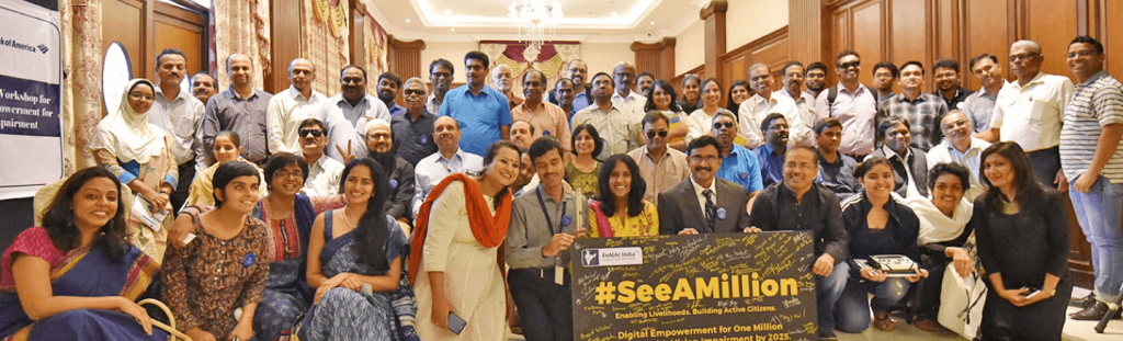 Group photo at #SeeAMillion workshop empowering individuals with visual impairment